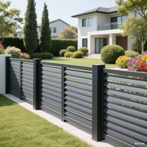 سياج سكني خارجي عمودي ، سياج من شريحة الألومنيوم ، بوابة حائط مع سياج ورمح علوي وتعريشة - Product Image 2