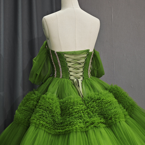 Robes de bal élégantes coupe trapèze, épaules dénudées, à volants, pour soirée, cocktail, bal, Arabie Saoudite, taille personnalisée 5649 - Product Image 5