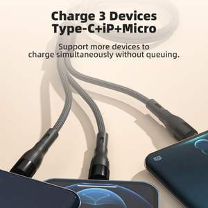 Offre Spéciale 3 en 1 câble Usb 1M câbles de Transmission de données câble de charge de téléphone pratique <span class=keywords><strong>pour</strong></span> les environnements de voyage de <span class=keywords><strong>bureau</strong></span> à domicile - Product Image 4