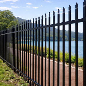 Paneles de Cerca Metálica Negra al por Mayor, <span class=keywords><strong>con</strong></span> Puntas Verticales en Forma de Lanza, Cerca de Acero Prensado, Acero Galvanizado para Jardín Exterior - Product Image 4
