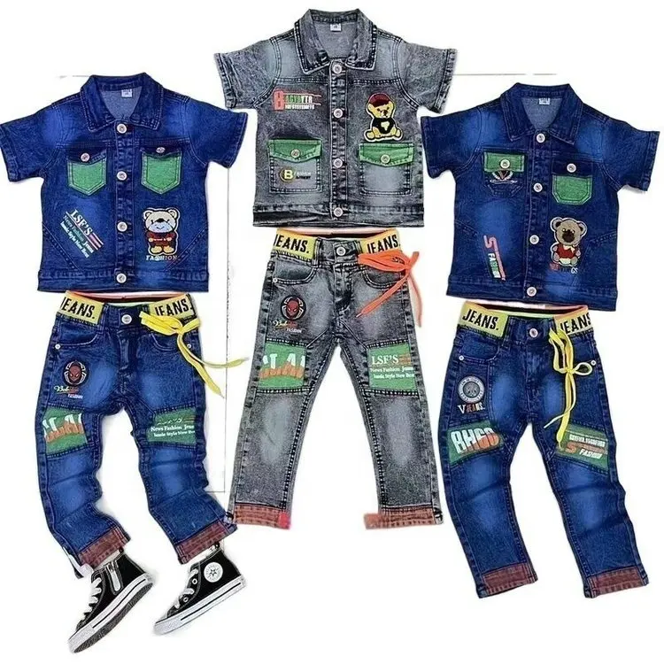 6.7 Dollars Model YQ230 Summer Jeans Outfits Shirt Toddler Boys Clothing Sets Kids Styles