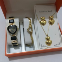 Lot de 5 montres à quartz de luxe pour femme avec parure de bijoux en acier inoxydable, mouvement à quartz, montre élégante pour femme, cadeaux de fêtes