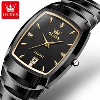 OLEVS 7006 Montre Originale à Quartz en Acier Tungstène, Montre-bracelet Diamant Or, Étanche, Coffrets Cadeaux Montres Couple pour Hommes Reloj