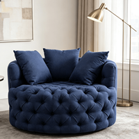 Fauteuil individuel pivotant de style américain, minimaliste et luxueux, en velours capitonné, moderne, rembourré en éponge, pour salons.