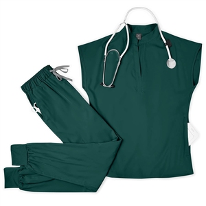 Conjunto de Uniforme Médico para Mujer 2026, Color Azul Rey y Beige Brillante, Manga Corta, Cómodo, Pantalones Jogger, Poliéster y Spandex - Product Image 3