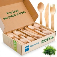 Vente en gros d'usine : Ensemble de couverts 100% en bois écologiques, fourchettes et cuillères jetables, ustensiles de fête
