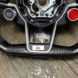 Volant sport, cuir perforé à fond plat avec palettes de changement de vitesse pour <span class=keywords><strong>Audi</strong></span> A3 A4 A5 A6 A7 Q3 <span class=keywords><strong>Q5</strong></span> Q7 TT R8 <span class=keywords><strong>S</strong></span> <span class=keywords><strong>Line</strong></span> - Product Image 3