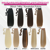 Extensions de cheveux synthétiques à clipser Julianna de haute qualité en fibre Futura, lisses et raides, à enrouler autour de la queue de cheval