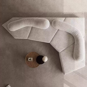 أريكة إيطالية جديدة لعام 2025 بتصميم فاخر بسيط مغطاة بالفلانيل مع إسفنج عالي الكثافة بمقعد واحد على شكل حرف S لغرفة المعيشة العصرية - Product Image 1