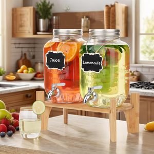 <span class=keywords><strong>Dispensador</strong></span> <span class=keywords><strong>de</strong></span> Bebidas <span class=keywords><strong>de</strong></span> <span class=keywords><strong>Vidrio</strong></span> 4L2 con Soporte <span class=keywords><strong>de</strong></span> Bambú y Grifo Desmontable para Uso en Despensa, Fiestas, <span class=keywords><strong>Agua</strong></span>, Jugo, Té Casero - Product Image 5
