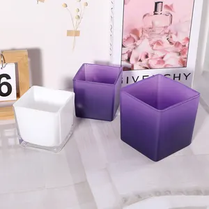 Neue bestandteile lila und weiße farbe individuell bedruckte leere luxuriöse quadratische geformte kerze jas großhandel