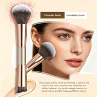 10pcs Kuas Makeup Custom Nama Populer, Set Kuas Makeup Dua Sisi Grosir, Set Kuas Makeup Sintetis dengan Tas