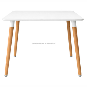 Tavolo da Pranzo Quadrato in Stile Nordico con Piano Bianco e <span class=keywords><strong>Gambe</strong></span> con Finitura Naturale <span class=keywords><strong>per</strong></span> Cucine di Piccoli Appartamenti e Ristoranti - Product Image 5