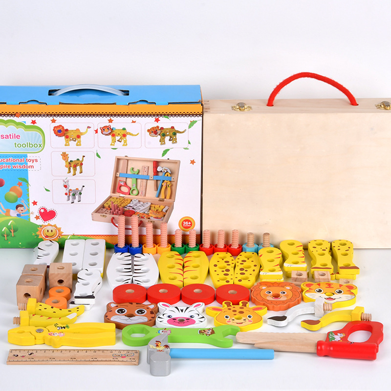 Caja de herramientas animal-caja de madera-12kg