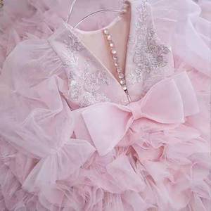 Eleganti abiti da principessa per bambini con fiocco manica a sbuffo abiti da ragazze abiti da compleanno vestiti per bambine - Product Image 6