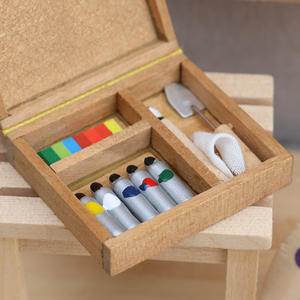 Accessori per Casa delle Bambole 1:12, Mini Scatola di Acquerelli Tascabile, Scatola di Pittura Simulata, Scena Studio con Scatola di Pittura e Pastelli - Product Image 5