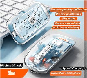 เมาส์ไร้สายบลูทูธแบบแม่เหล็กสามโหมด พร้อมโลโก้แบบกำหนดเอง โปร่งใส - Product Image 5