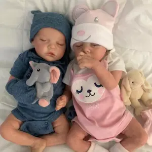 Reborn Doll 45CM Twin Series Simulated Dolls Baby New Born Baby Itens Realista Full Body Silicone Baby Doll Barato Reborn