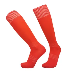 纯色涤纶足球袜现货成人儿童定制标志膝长足球袜夏季针织