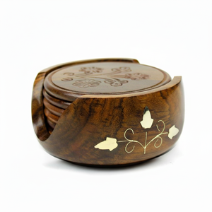 Square Natural <b>Wood</b> Coaster <b>Set</b> for <b>Tea</b> and Water for Home and Hotel Use Packaged in Carton - Product Image 1