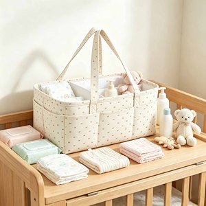 Cotton Baby Diaper Caddy Organizer with Handle Baby <b>Storage</b> Nappy Changing <b>Basket</b> Caddy Organizer Baby Diaper Caddy Organizer - Product Image 4