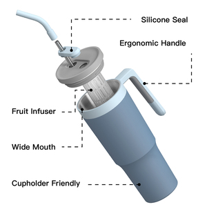 Botella de agua térmica de acero inoxidable de doble pared Hong Ling al por mayor tazas de viaje vaso de 40OZ con cerámica y Asa - Product Image 5