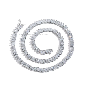 Front and Back Ladder Square Zirconium Tennis <b>Chain</b>, Mix and Match Stacked <b>Chain</b> Tanjing Fashion Lijing Necklace - Product Image 4