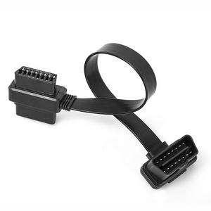 60cm rechtwinkliges OBD II OBD2 16-poliges Splitter-Verlängerung kabel 1x Stecker und 2 x Buchse Low Profile Slim Extender-Kabel adapter - Product Image 5