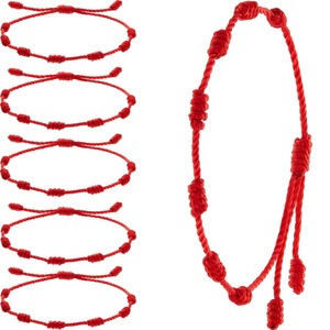 Top Selling Peruvian Style Kabbalah lucky red <b>string</b> <b>bracelet</b> Seven Knots Red Ropes Braided <b>Bracelets</b> - Product Image 1
