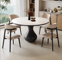 Ensemble table et chaises de salle à manger STG moderne, plateau rond en marbre, bois massif, extensible, rotatif, 6 places, pour maison, hôtel, restaurant