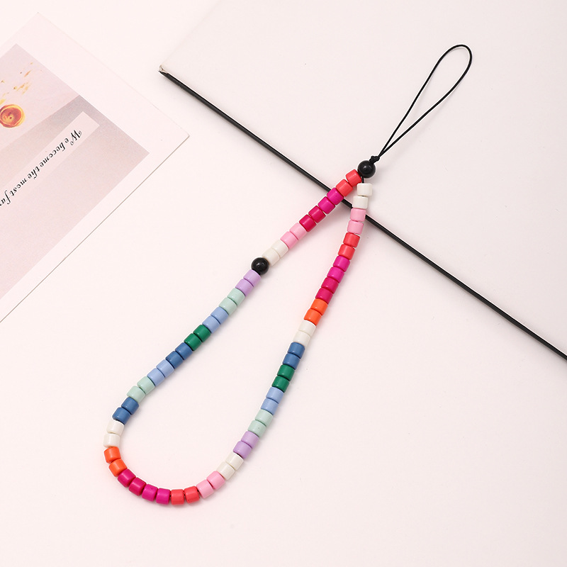 K061 rainbow phone chain-round bead style