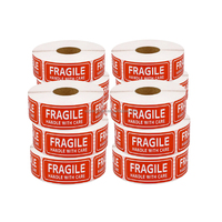 Étiquettes autocollantes fragiles rouges 4x4 pouces, vente chaude, manipulation avec soin, étiquettes d'avertissement pour l'expédition