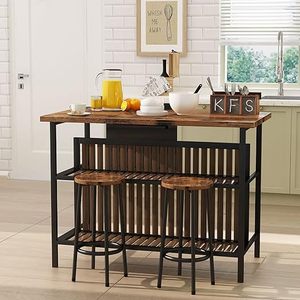Mesa alta de hierro forjado estilo rústico para cafetería/tetería, juego de mesa y sillas de comedor para el hogar, sencillo, de alto valor y versátil. - Product Image 1