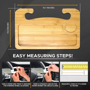 2 in 1 Car Steering Wheel Desk Car <strong>Lap</strong> Table Bamboo Car <strong>Food</strong> <strong>Tray</strong> for Convenient Working and Eating - Product Image 3