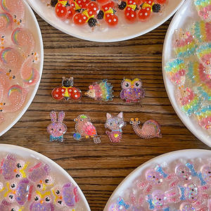 Acrylique coloré dessin animé hibou Patch coccinelle escargot perles en vrac pour bricolage téléphone chaîne matériel pince à cheveux autocollant accessoires - Product Image 3