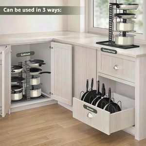 8-Tier Kitchen Cabinet Organizers Detachable Cookware Storage with Adjustable <b>Pot</b> Racks Metal and Iron <b>Pots</b> and Pans Organizer - Product Image 5