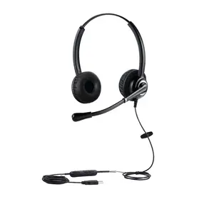 Classical USB Call center headset with noise cancelling, volume control and mute work with Microsoft Teams & Skype for Business