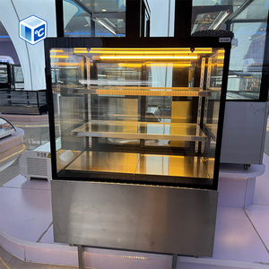 Vitrine à gâteaux commerciale écologique avec système de refroidissement <span class=keywords><strong>ventilé</strong></span>, 2 étagères en verre, façade anti-buée, double verre trempé - Product Image 4