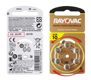 Piles auditives primaires au lithium <span class=keywords><strong>Rayovac</strong></span> pour Peak, toutes tailles 10, 13, 312, 675, zinc-air pour produits auditifs et auditifs - Product Image 1