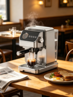 Cafetera Espresso Anbolife de 20 Bares y 1400W con Termobloque NTC, Pantalla Digital de Temperatura, Vaporizador y Tanque de Agua de 1.2L, OEM ODM