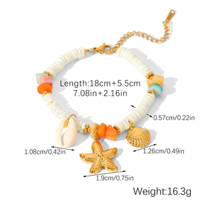 MW 새로운 해변 우정 Surfer18k 골드 스테인레스 스틸 팔찌 세트 불가사리 거북 매력 폴리머 클레이 비즈 팔찌 소녀를위한 - Product Image 6