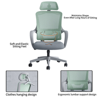 Chaise de bureau ergonomique moderne pivotante à 360 ° en tissu maillé avec soutien lombaire Chaise de bureau d'atelier pour cadres
