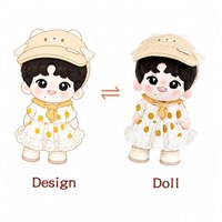 Peluche personnalisée en forme d'animal avec oreilles, robe à pois, bonnet tricoté, rembourrage en coton PP, cadeau