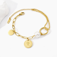 Bijoux tendance 2024, accessoires en acier inoxydable imperméables, bracelets à breloques en forme de fleur et de cœur plaqués or pour femmes, sans ternissement