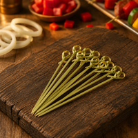 Bâtonnets de bambou jetables résistants à la chaleur, faciles à nettoyer, pour brochettes de barbecue et fournitures d'anniversaire