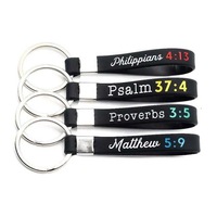 Produits chrétiens, porte-clés en silicone religieux, Philippiens, Psaumes, Proverbes, Matthieu, porte-clés religieux, cadeaux chrétiens pour les jeunes