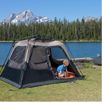 Carpa Ultraligera Plegable para 4 Personas, Carpa Impermeable para Acampar al Aire Libre en Familia, Equipo de Campamento Resistente al Viento con Ventanas de Malla