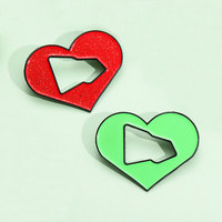 Épinglette de revers personnalisée en forme de cœur scintillant, badge lumineux en métal, émail fluorescent, épinglette mexicaine pour chapeau