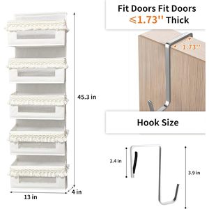 5 Tier Over The Door Organizer <b>Storage</b> <b>Rack</b> With Clear Window Beige Linen Hanging Closet Organizer For Baby Products Toiletries - Product Image 5