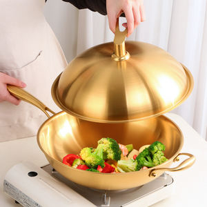 <span class=keywords><strong>Wok</strong></span> en acier et aluminium à trois couches avec composite antiadhésif en titane de style chinois - Product Image 1